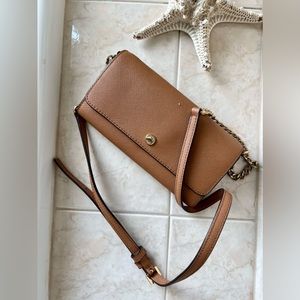 Michael Kors Brown Leather Crossbody with gold tone hardware